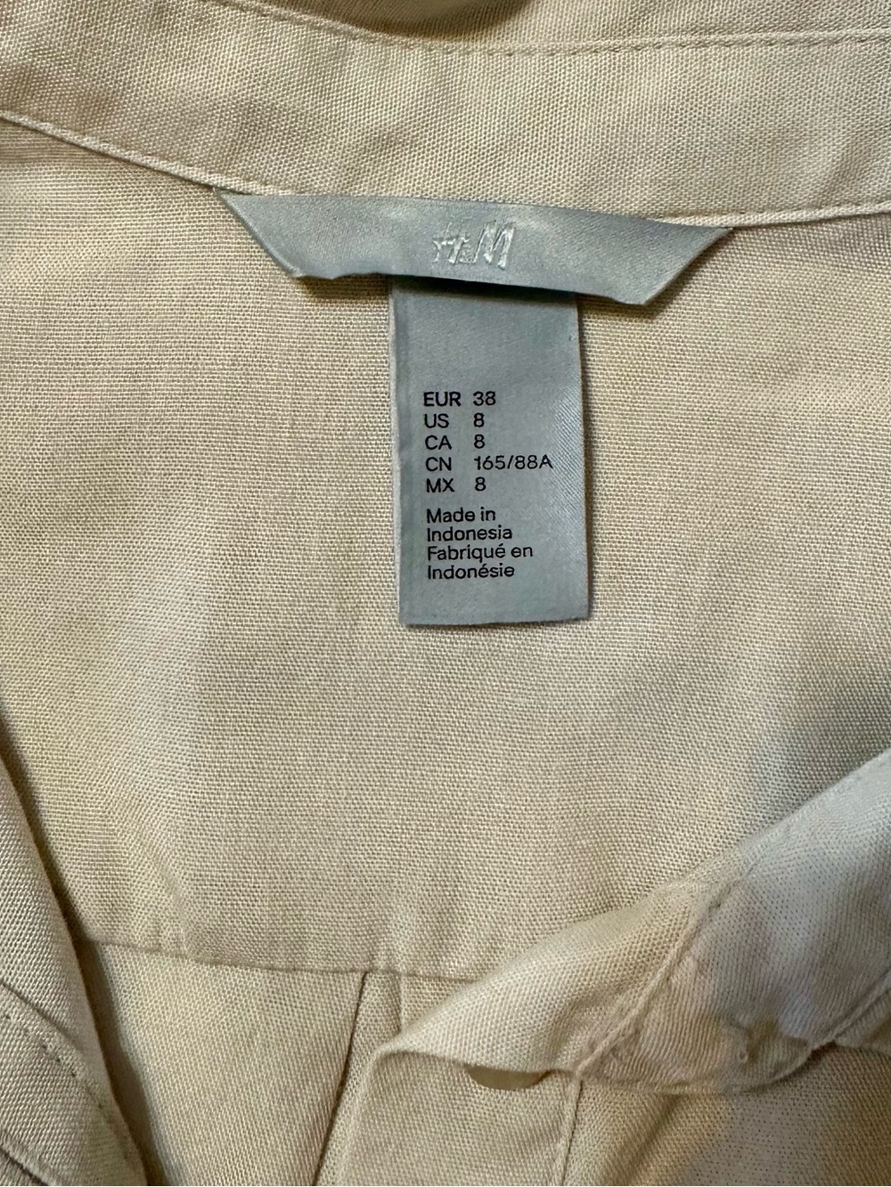 H&M Tan Lyocell Linen Belted Shirt Dress Safari Utility Size 8 - Picture 8 of 11